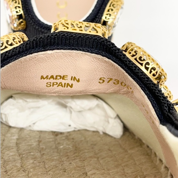 Gucci New Crystals Jewels Black Canvas Espadrilles Sz. US 5.5 - Picture 14 of 16
